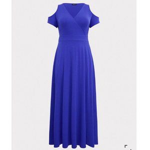 Electric Blue Jersey Cold Shoulder Maxi Dress - TORRID